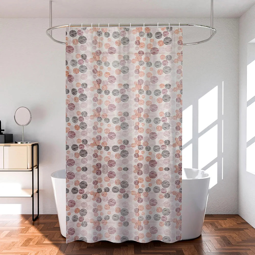 Kuber Industries Shower Curtain | 7 Feet | Bathroom Shower Curtain | AC Curtains | PVC Waterproof Window Curtain | Curtains for Bathtub | 8 Rings Curtain | Multi Dot | Orange
