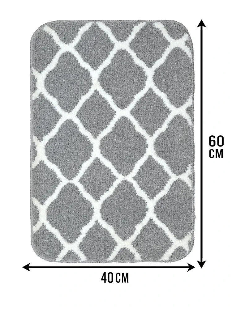 Saral Home Soft Anti Slip Microfiber Geometric Bathmats | Bath Mats with Rubber Bottom | Soft & Super Water Absorbent Mats for Shower | Quick-Drying Mats for Kitchen Bathroom, 1PC 