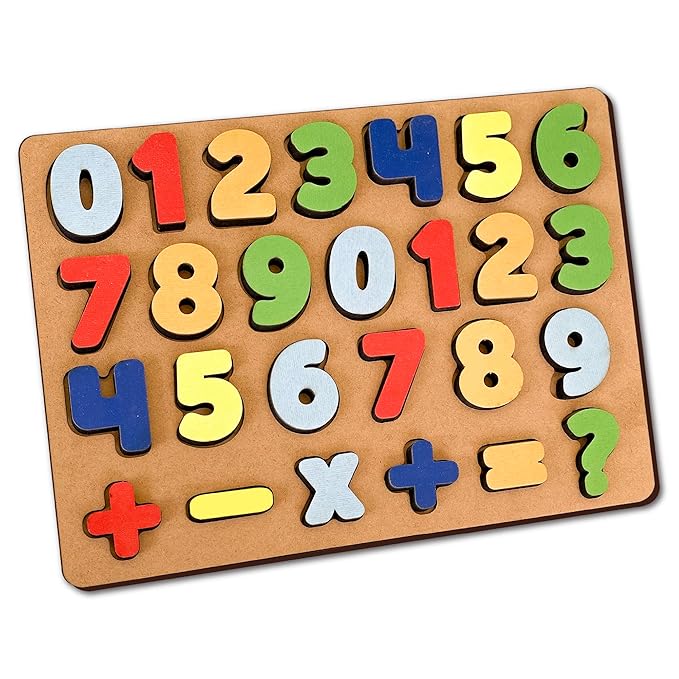Chunky Numbers Mini Leaves Wooden Chunky Number Math Puzzle | Wooden Number Shape Cou ...