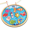 Mini Leaves Fishing Tray Wooden Round Fish Catching Tray Magnetic Fishing Game for Kids Fishing Toy Educational Toys | 10 Pieces