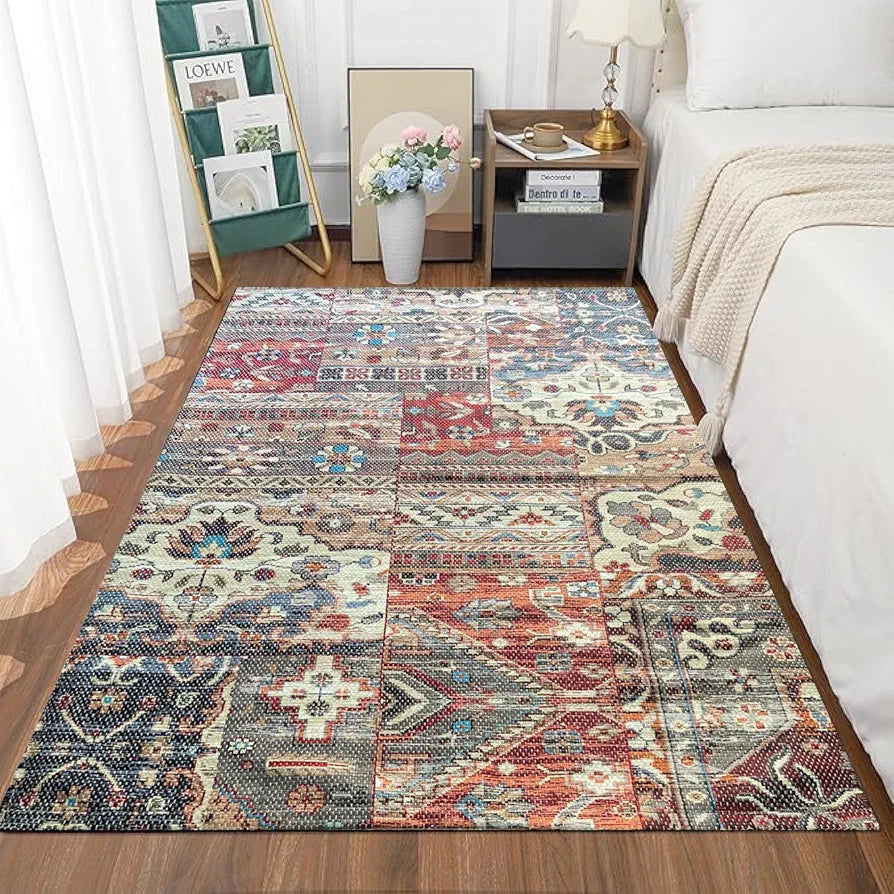 SAJAVAT HOME Cotton Printed Rectangular Floor Rug| Soft and Durable Indoor Carpet for Living Room, Bedroom, Kitchen, and Home Decor | Red Multi Area Rug | 3X5 Feet  | Pack of 1