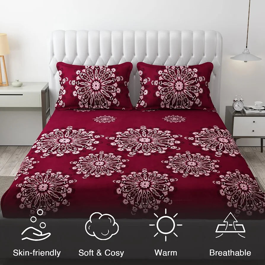 FRESH FROM LOOM Floral King Size Microfiber Bedsheet Set - Printed, Hypoallergenic, Wrinkle Free with 2 Pillow Covers , 144 TC