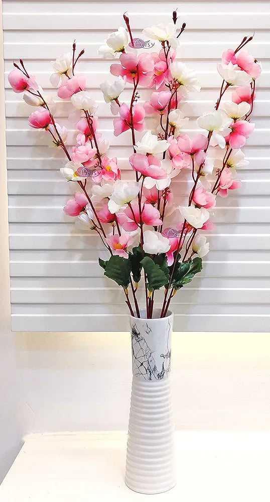 ARTSY® Artificial Flowers Bunch for Decoration Cherry Blossom, Ideal for vase, Home, Office Decor, Gifts, Craft, Artificial Plants for Decoration, Without vase, Pink Mix, 55 cm Height, Fabric