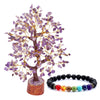 Reikved Amethyst Crystal Natural Semi Precious Gemstone Bonsai Money Tree with 300 Beads Chakra Bracelet