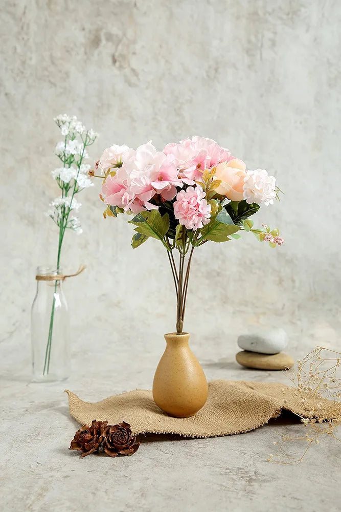 SATYAM KRAFT 1 Pcs Artificial Head Rose Peony Fake Flower Sticks Bunch - Decorative Flowers for Home, Living Room, Table, Wedding, Anniversary, Pooja  