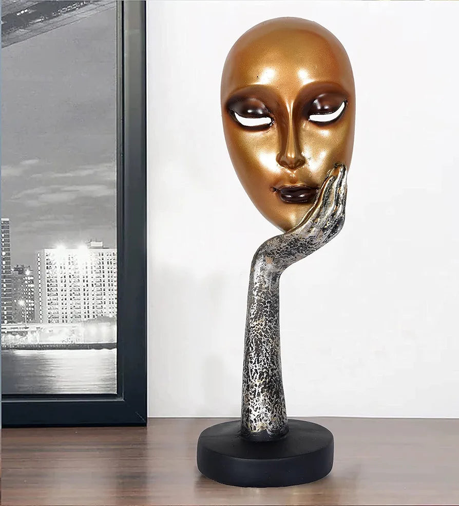 ZART Presents New Lady Face Golden Showpiece, Perfect for Living Room, Entrance of Your Home or Office