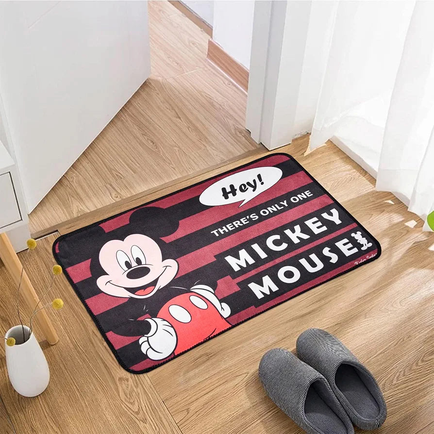 Kuber Industries Disney Mickey Door Mat | Floor Door Mat | Door Entrance Mat | Anti-Slip Door Mat | Door Mats for Outdoor & Indoor | Door Mat for Living Room |Maroon