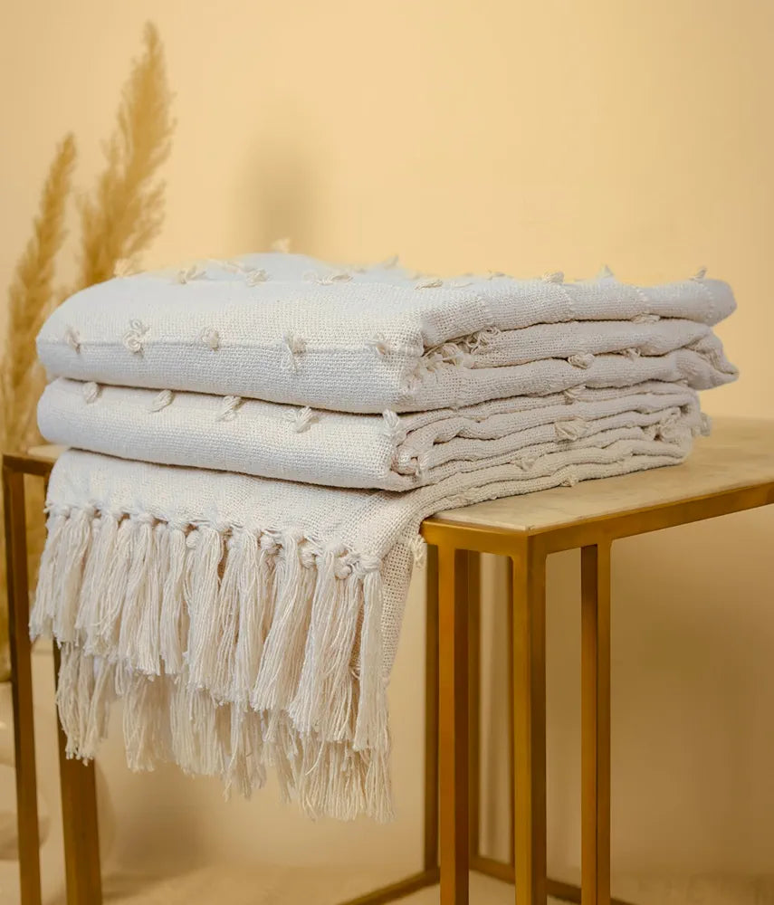 SAJAVAT HOME Hand-Knitted Pure Cotton 3 Seater Sofa Throw | 80x52 Inches/204x132 Cm | Throw for Sofa, Bed, Chair & Travel - Ideal for All Season | Pack of 1 