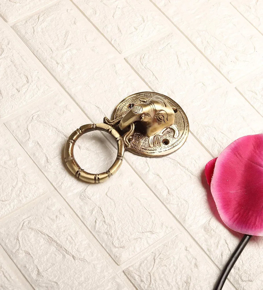 Two Moustaches Elephant Face Brass Door Knocker