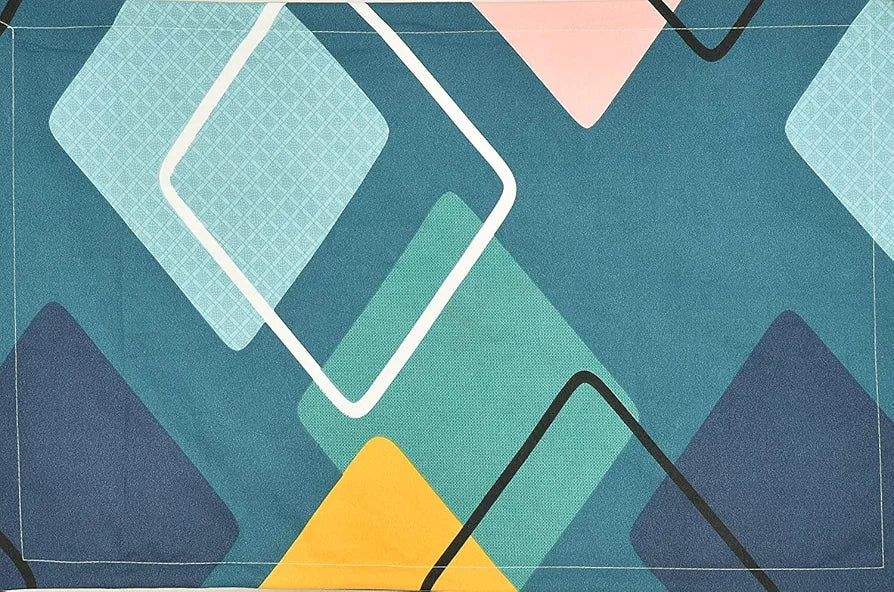 THE HOME STYLE Cotton Feel Glace Cotton Elastic Fitted All Around Printed Full Length Single Bed Bedsheet With 1 Pillow Cover,300 TC