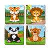 Mini Leaves Wild Animal 4-in-a-box Wooden Puzzles With 4, 6, 9, and 12 Pieces | Difficulty Level Grows With Kids