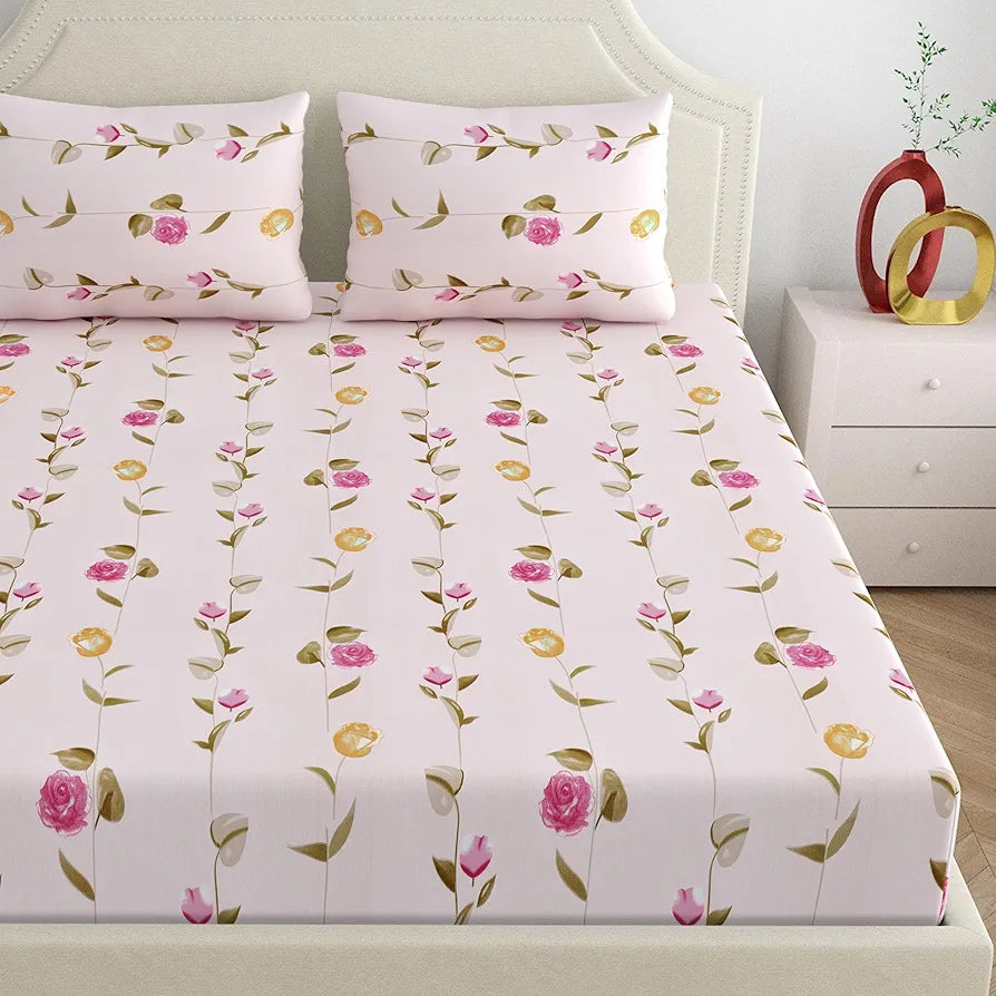 Dreamscape Microfiber Wrinkle & Fade Resistant Double Bedsheet with 2 Pillow Covers - 