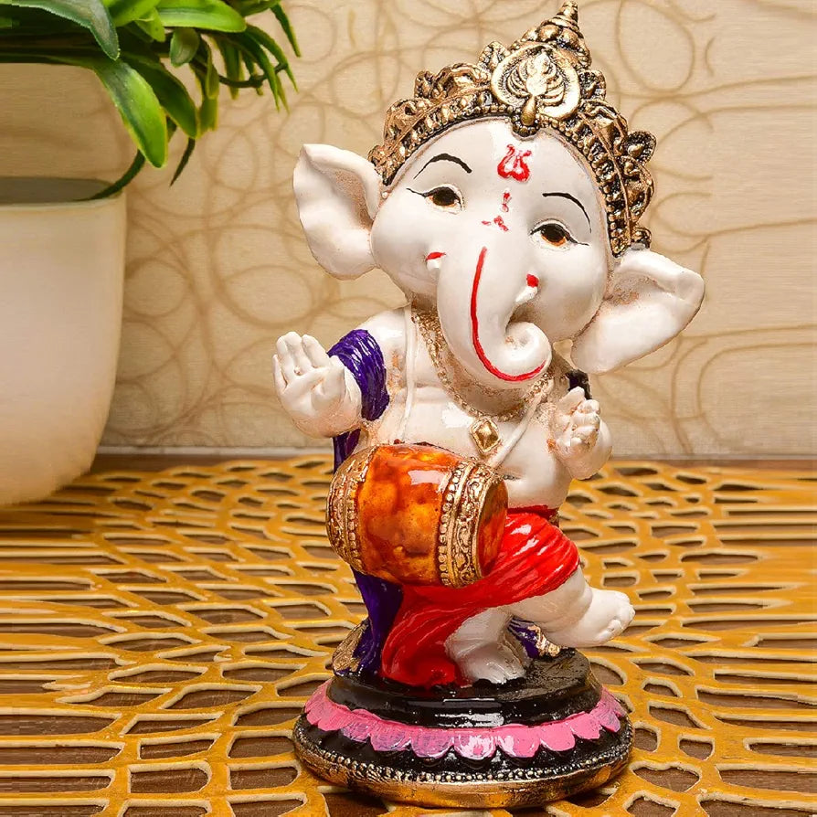 Karigaari India Handcrafted Polyresin Eco Friendly Lord Ganesha Ganpati Idol Figurine | Lord Ganesha Statue for Home Decoration 