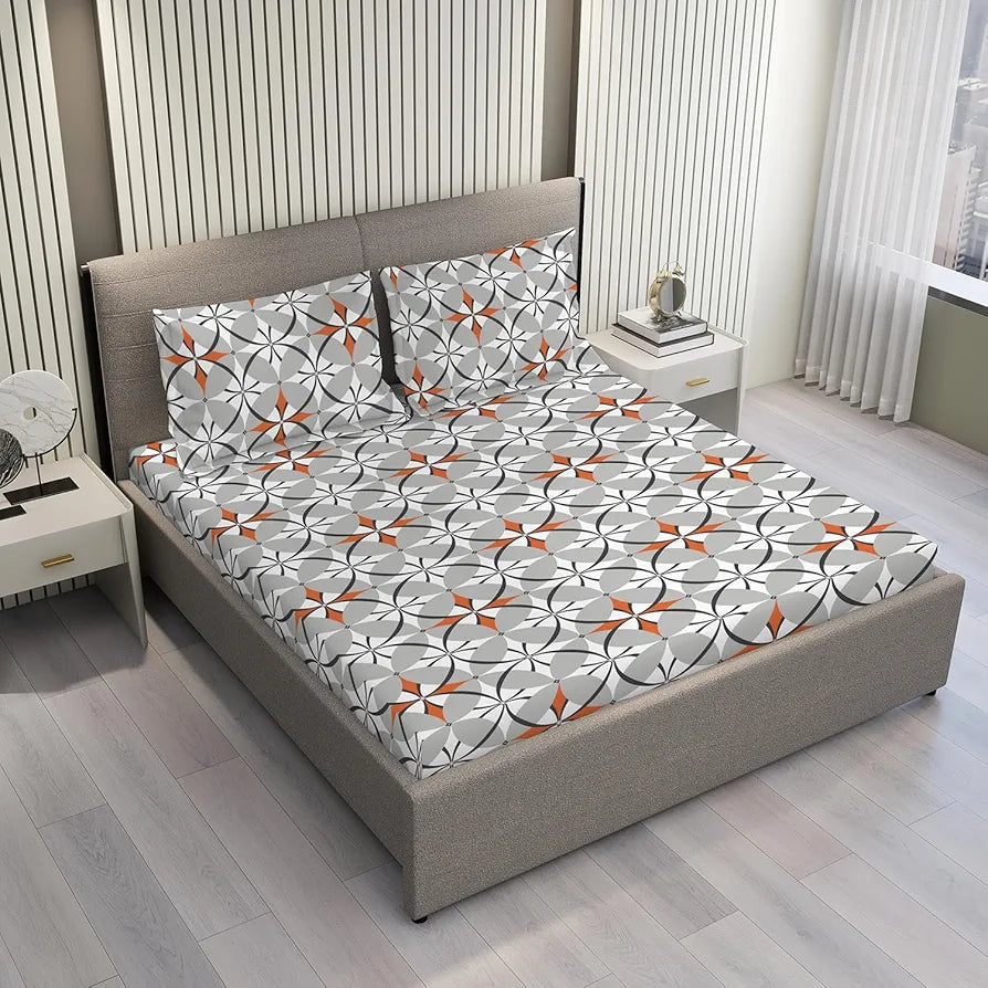 Layers Argos Bedsheet Set for All Seasons - Lightweight, Moisture Absorbent, Machine Washable & Easy to Care - Gift for Housewarming & More - 225 CVC - King Size 