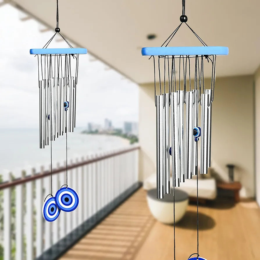ZAICUS Metal Evil Eye Wind Chimes – Wind Chime for Home and Balcony – Feng Shui Hanging Décor for Positive Energy, Protection & Outdoor Decoration 