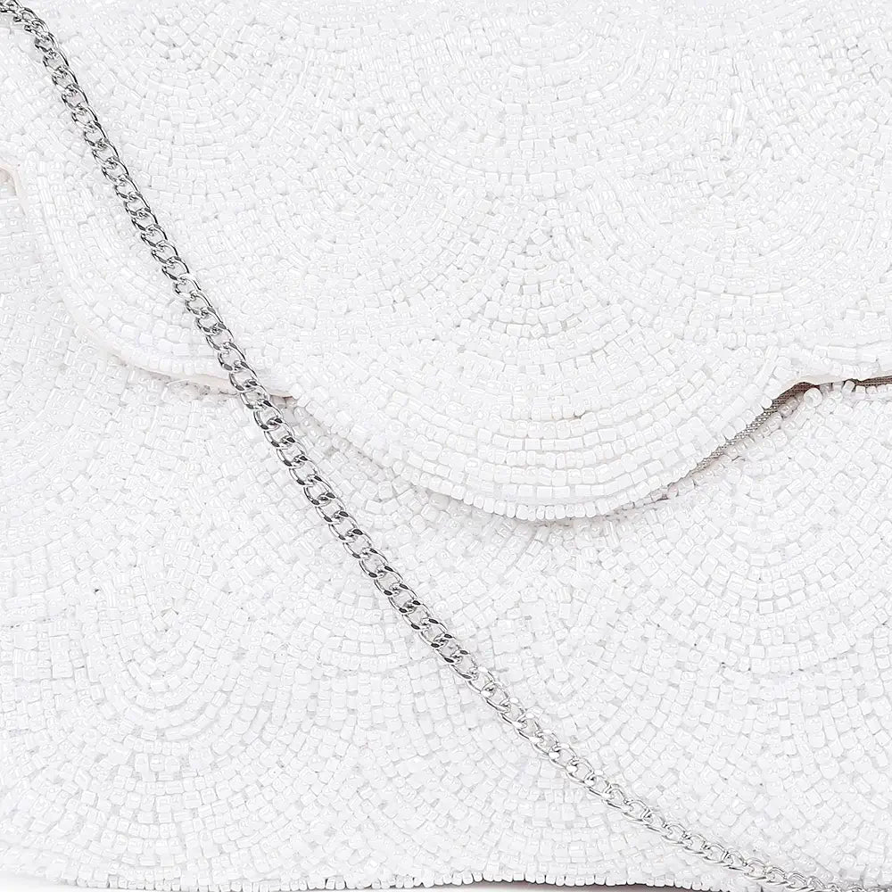 ASTRID Women's White Pearl Beaded Party Sling Bag 