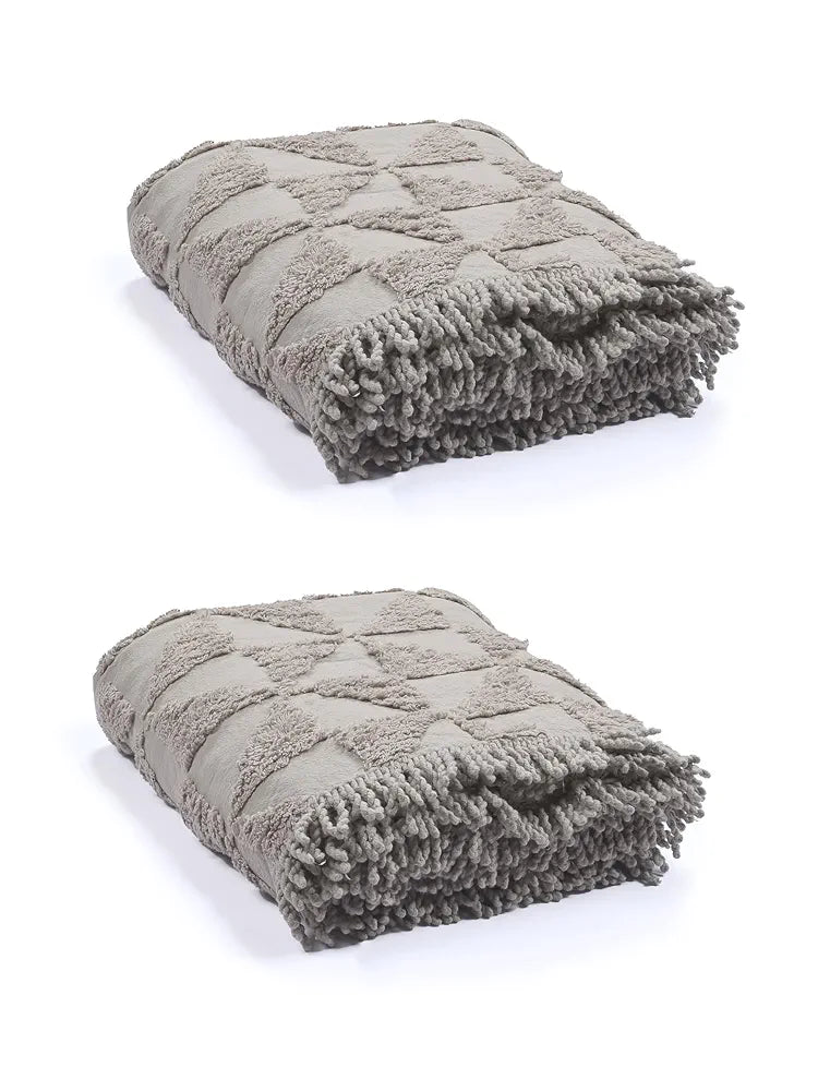 SARAL Home Soft Cotton Tufted 1 Seater Sofa Cover Throw Set of 2 