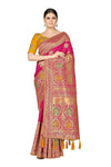 Monjolika Fashion Women's Banarasi Silk Blend Woven Work Tussles Saree With Unsttiched Blouse Piece