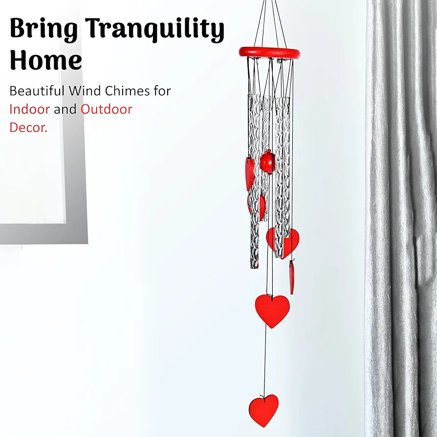 ZAICUS Red Heart Wind Chime - Heart-Shaped Hanging Décor - Wind Chime for Home - Home Decor Items for Valentine’s Day & Special Moments