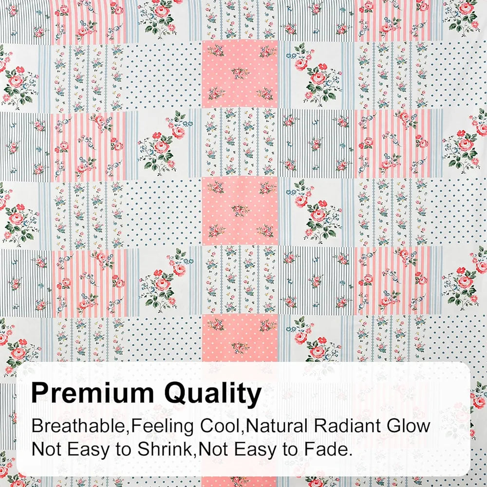 FRESH FROM LOOM Floral Print King Size Fitted Bedsheet Set - Microfiber, 240 TC, Hypoallergenic, 2 Pillow Covers Included  | Pink-White)