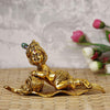 Ecraftindia Golden Lord Krishna Idol Metal Decorative Showpiece