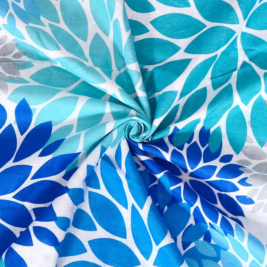 Divine Casa 144 TC 100% Cotton Double Bedsheet with 2 Pillow Covers | Skin-Friendly Fabric for Everyday Comfort | 254 X 222 CM | Floral Pattern | Blue Aqua
