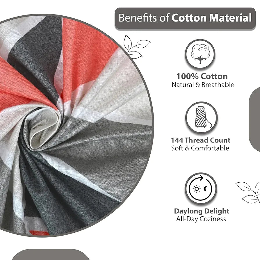 Divine Casa 144 TC 100% Cotton Bedsheet for Single Bed with 1 Pillow Cover 