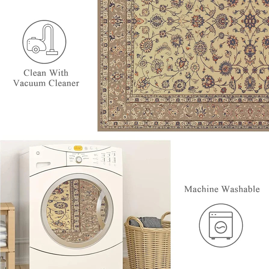 ishro home Premium Carpet for Hall, Bedroom, Living Room | Medallion Collectible Carpets | Anti Skid | Machine-Washable | Non-Shedding | Non- Fading | 