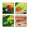 Mini Leaves Insects Themed 4-in-a-box Wooden Puzzles With 4, 6, 9, and 12 Pieces | Difficulty Level Grows With Kids