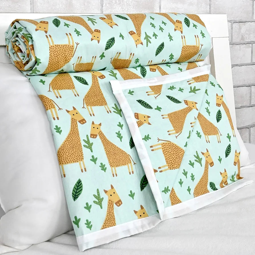 Divine Casa Pure Cotton Printed Single Dohar | 120 GSM | Soft & Lightweight Throw Blanket | Cozy & Breathable Bedding | All-Season Comfort | 210 x 140 CM, Water Blue