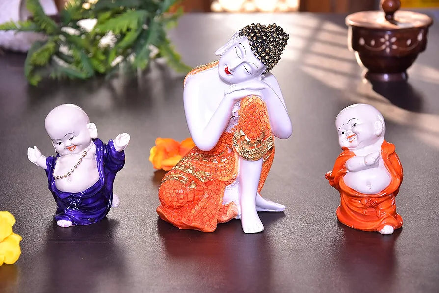 MARINER'S CREATION Polyresin Buddha Idol , 11.4 cm x 11.4cm x 17.4 cm, White