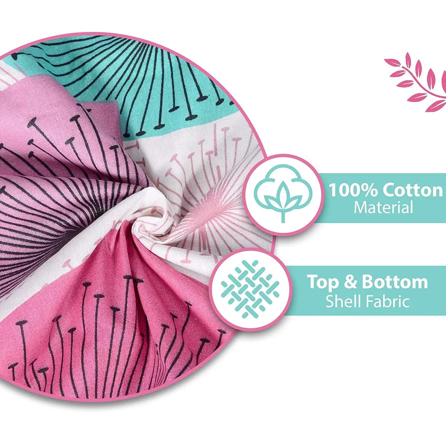 Divine Casa 100% Cotton Double Bed Dohar | Ultra-Soft AC Blanket | Lightweight Summer Quilt | Reversible Floral Print | 220 x 205 CM, Rose Pink