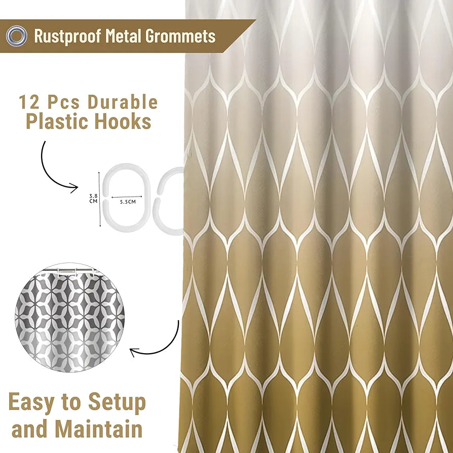 HOMETHREADS Printed Blackout Embrace Luxury with Our 6-Feet Long Premium Polyester Shower Curtain with 12 Hooks for a Lavish Bathroom, Machine Washable 
