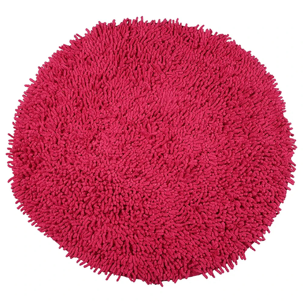 Saral Home Cotton Shaggy Anti-Skid Round Solid Bath Mat | Soft & Super Absorbent Mats for Shower | Washable, Non-Slip & Quick-Drying Mats for Home/Kitchen/Office 