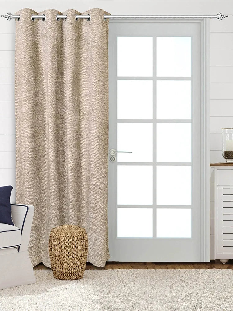 Saral Home Pacman Chenille Blackout Door Curtains 1pc, Beige 4X7 Ft