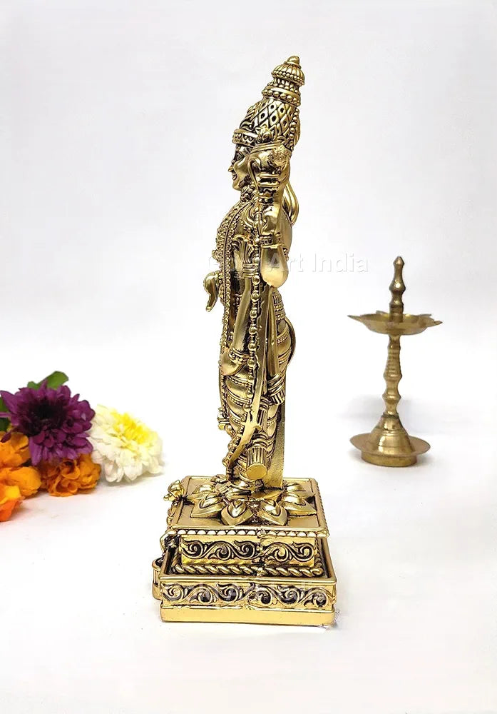 Gold Art India Lord Tirupati Balaji Gold Plated Matte Idol with Garuda for Car Dashboard | Vishnu Ji Idol for Office Desk | Venkateswara Swamy Murti for Home | Srinivasa Statue for Mandir 