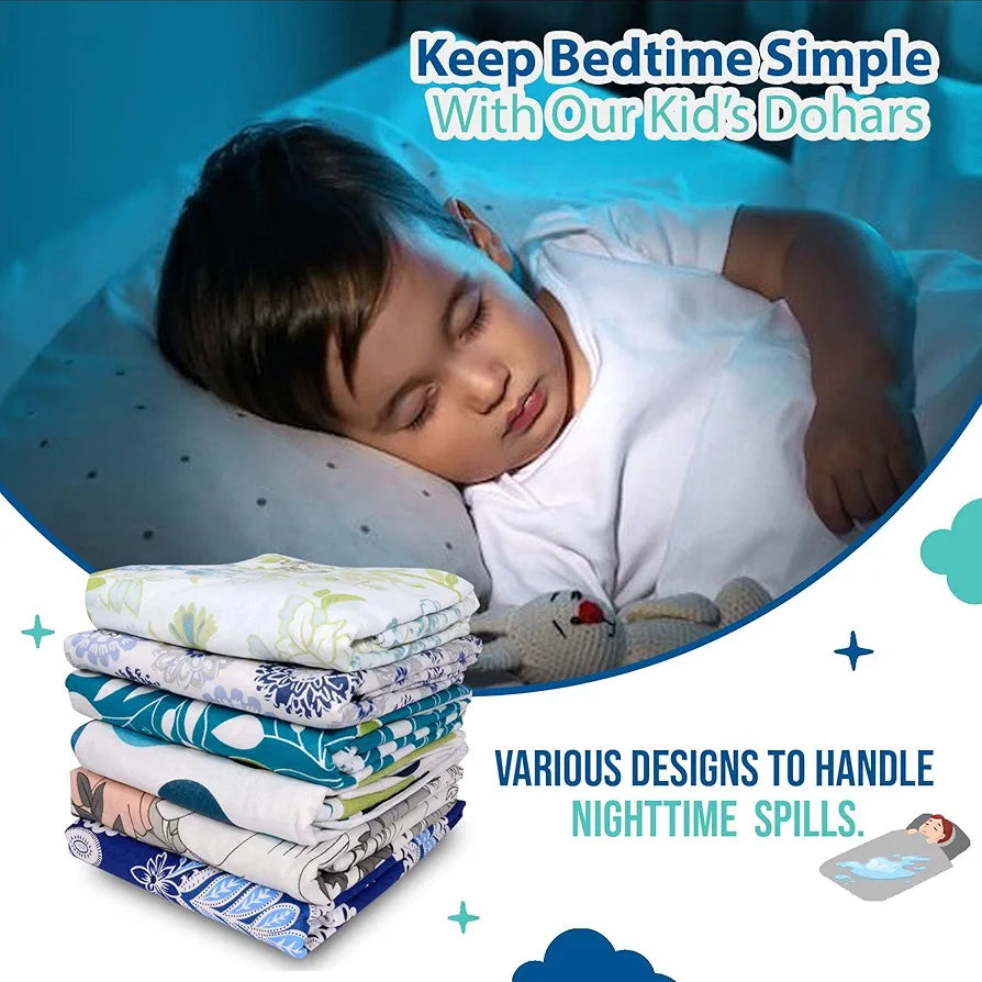 Divine Casa 120 GSM Microfiber Single Kids Dohar  | Soft & Lightweight Throw Blanket | Cozy & Breathable | All-Season Comfort | 140 x 100 CM | Chevron Pattern | Aqua Chevron