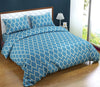 Trance Home Linen 200TC 100% Cotton Printed Zippered Duvet Cover/Blanket Cover/Quilt Cover Queen Size with 2 Pillow Covers Colour Dori Blue