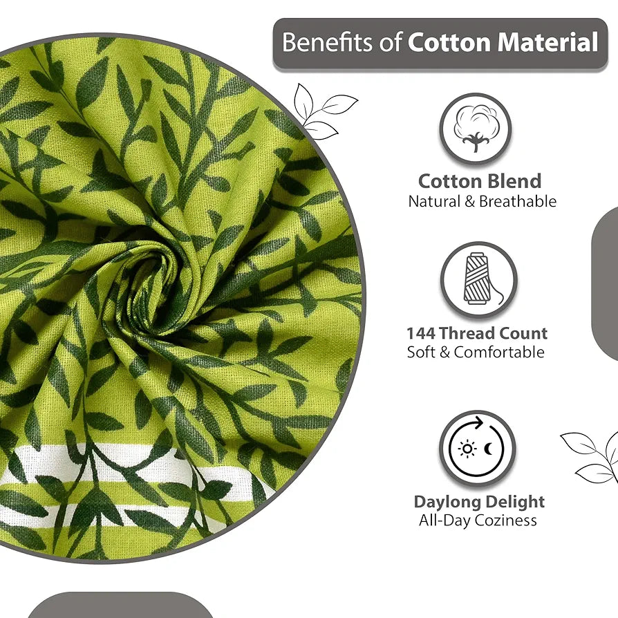 Divine Casa 144 TC 100% Cotton Double Bedsheet with 2 Pillow Covers | Skin-Friendly Fabric for Everyday Comfort | 254 X 222 CM | Floral Pattern | Tree Green