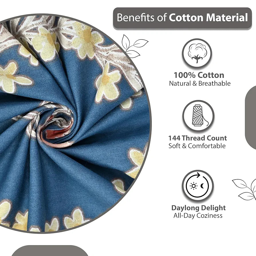 Divine Casa 144 TC Cotton Blue Super Soft King Size Bedsheet | Every Day Use King Size Bedsheets - 