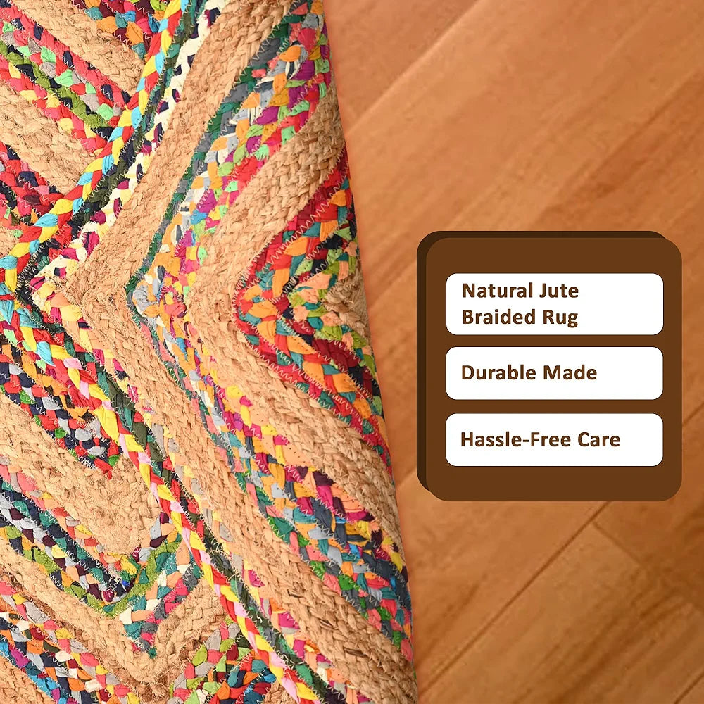 Kuber Industries 3x5 Feet Anti-Skid Satranji Jute Rug & Carpet for Home & Bedroom | Aesthetic Non-Slip Floor Rugs for Living Room | Yellow