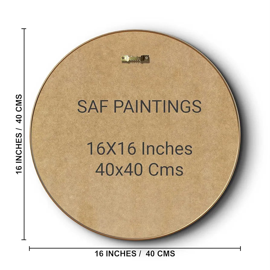 Livin'luxe paintings Divine Radha Krishna on Lotus Wall Painting with Frame - Sparkle Glossy Round Golden Framed Large Painting for Office, Living Room, Bedroom, Home Wall Decoration