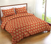 Trance Home Linen 200TC 100% Cotton Printed Zippered Duvet Cover/Blanket Cover/Quilt Comforter Cover/Razai Cover King Size with 2 Pillow Covers Colour Damask Clay Red