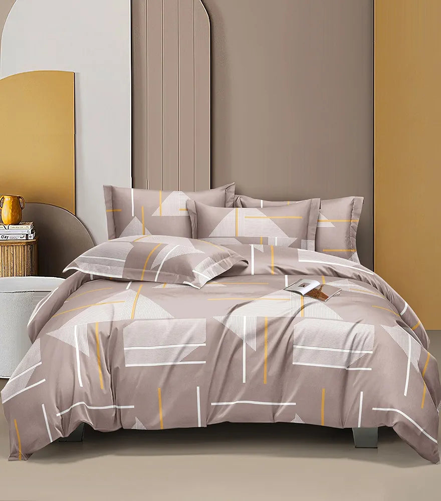 THE HOME STYLE Cotton Elastic Fitted All Around Printed Queen Size Double Bed Bedsheet wih 2 Pillow Cover 