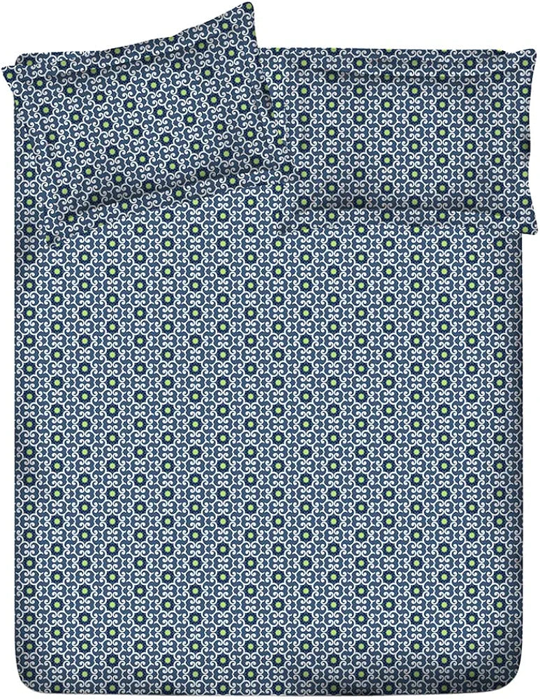 Layers Firenze 100% Cotton Bedsheet Set for All Seasons - Lightweight, Moisture Absorbent, Machine Washable & Easy to Care - Gift for Housewarming & More - 140 TC - Queen Size 