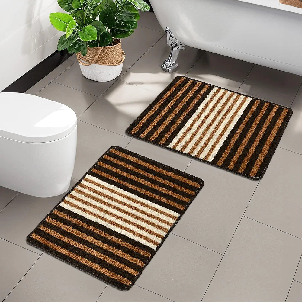 Kuber Industries 16x24 Inch Anti-Skid Water-Absorbent Door Mats for Home | Durable Main Entrance Footmats for Bathroom, Living Room & Office | Micro Pearl Lining - Brown