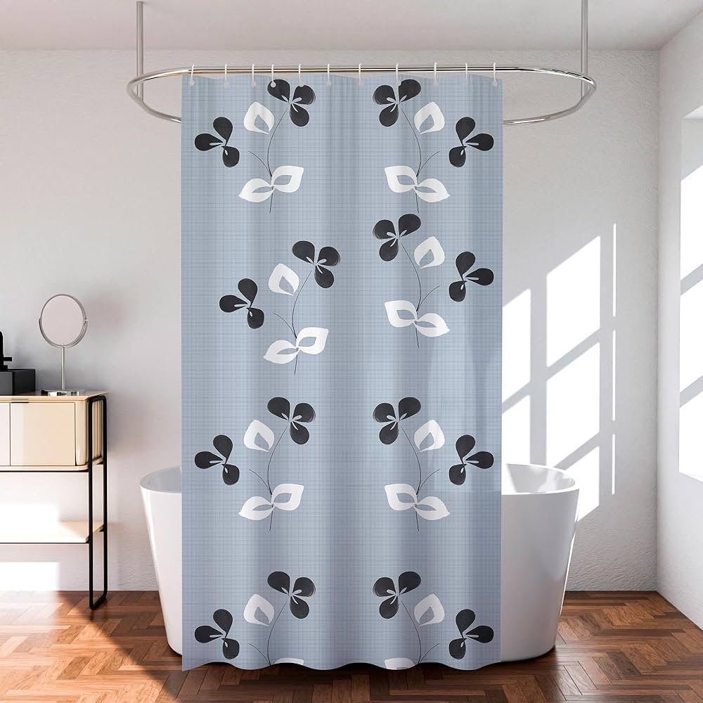 Kuber Industries Shower Curtain | 7 Feet | Bathroom Shower Curtain | AC Curtains | PVC Waterproof Window Curtain | Curtains for Bathtub | 8 Rings Curtain | Painting | Grey