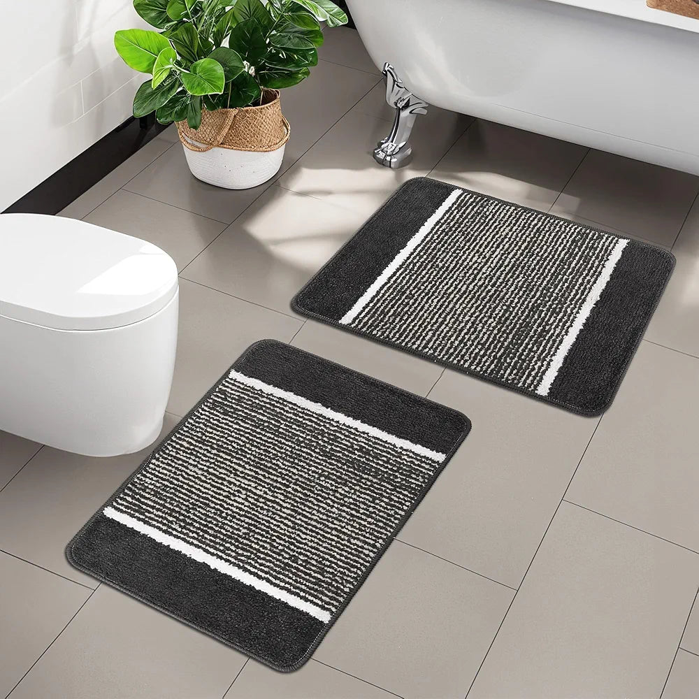 Kuber Industries 16x24 Inch Anti-Skid Water-Absorbent Door Mats for Home | Durable Main Entrance Footmats for Bathroom, Living Room & Office | Micro Diamond Lining - Dark Grey