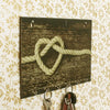 EcraftIndia Heart Made of Rope Theme Wooden Key Holder with 6 Hooks