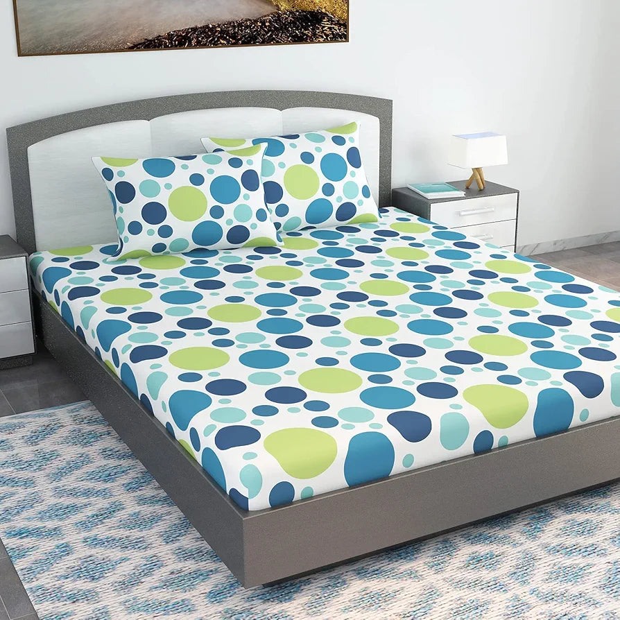 Divine Casa 100% Cotton 144 TC Bedsheet for Double Bed King Size Bedsheet with 2 Pillow Covers 